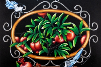 柘榴とオナガ（2016年）